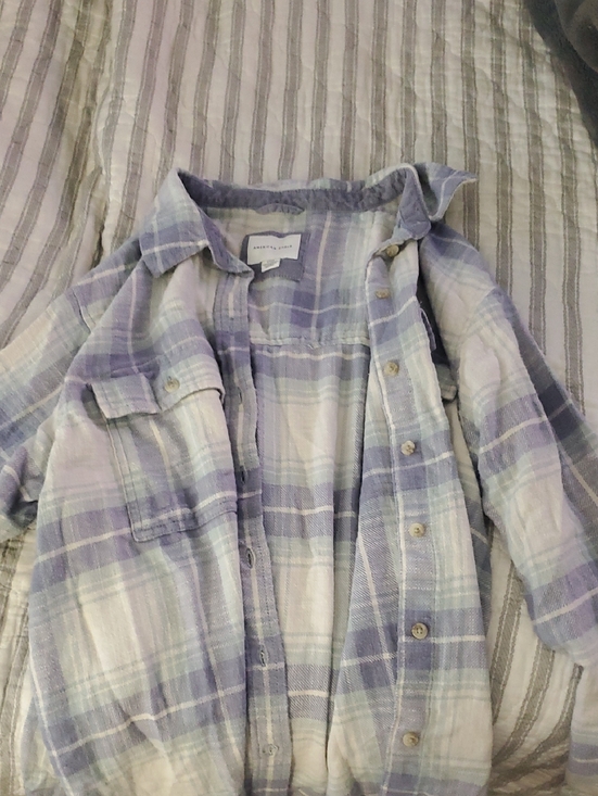 American Eagle Outfitters Tops - American Eagle Light Purple Plaid Button-Up Shirt